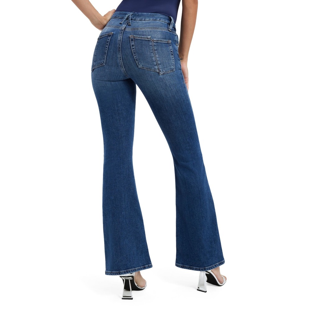 Good American Good Legs Flare Jeans Blue Denim Size 4/27 High Rise Bootcut - Picture 2 of 11